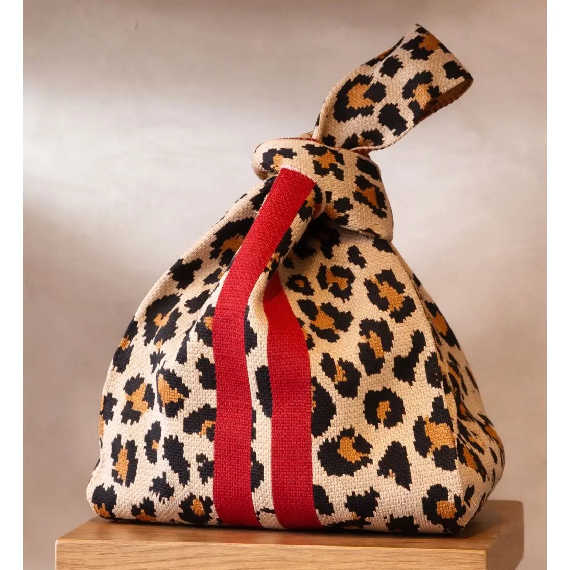 Scarlet Stripe Leopard - Knitted Bag