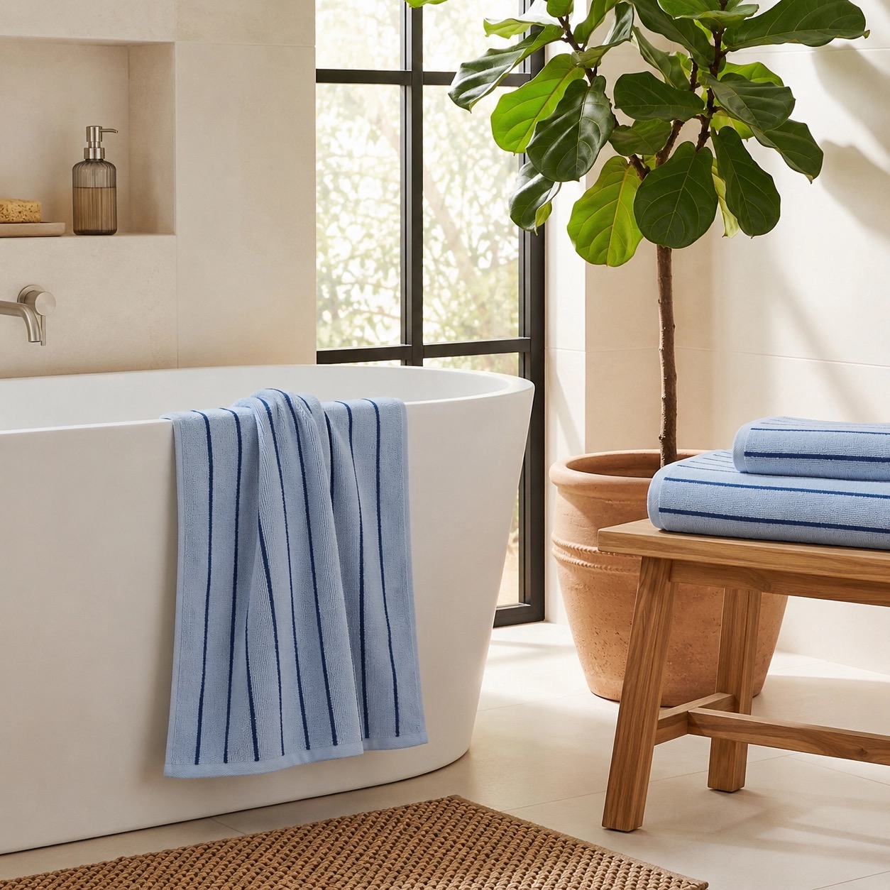 Strand Stripe Towels - Soft 100% Cotton Bathroom Towels - Image 9