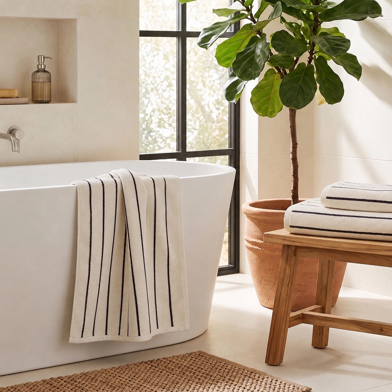 Strand Stripe Towels - Soft 100% Cotton Bathroom Towels - Image 10