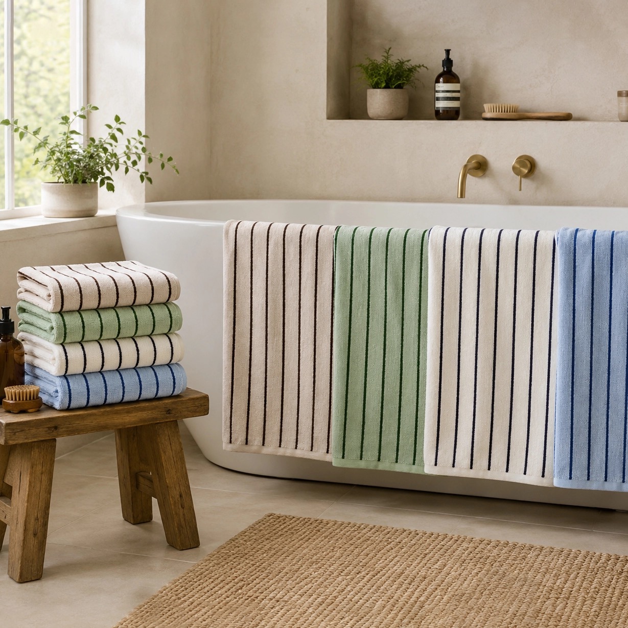 Strand Stripe Towels - Soft 100% Cotton Bathroom Towels