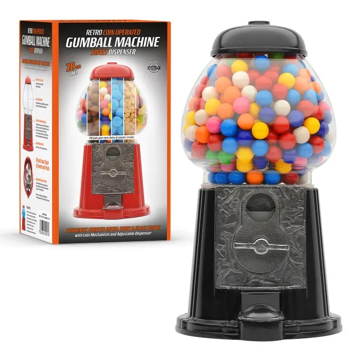 Large Retro Coin Operated Gumball Machine Sweet Dispenser (28cm) - Image 4