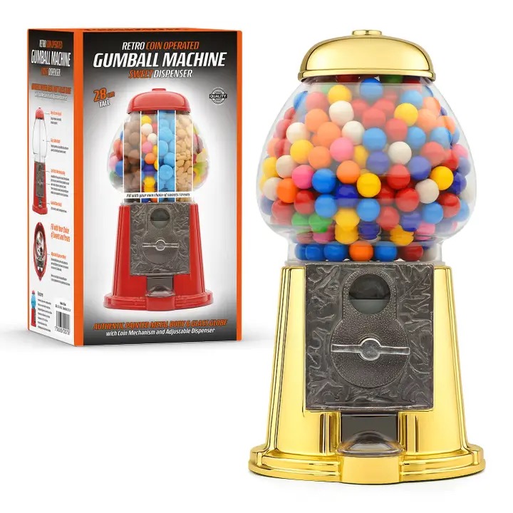 Large Retro Coin Operated Gumball Machine Sweet Dispenser (28cm) - Image 8