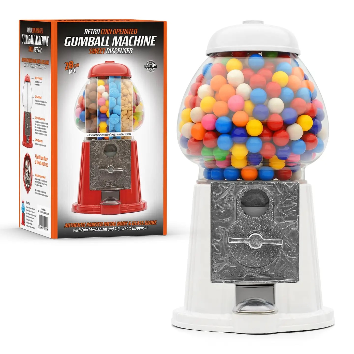 Large Retro Coin Operated Gumball Machine Sweet Dispenser (28cm) - Image 6