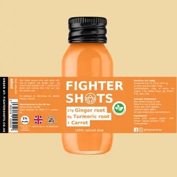 Vegan Carrot + Ginger + Turmeric Shot — 12 X 60ml - Image 3