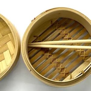 Bamboo Steamer Basket, Steamer For Dim Sum, Dumplings inc Chop Sticks