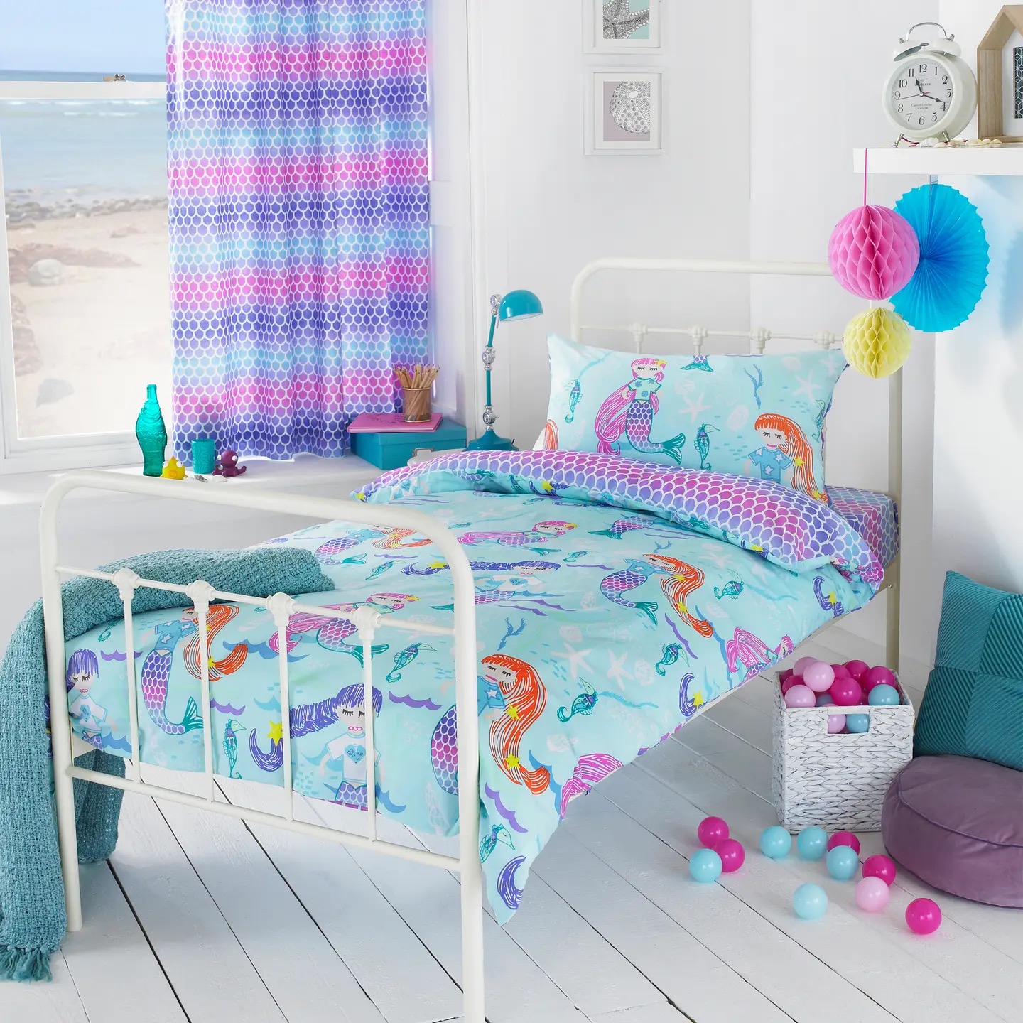 Mermaid Kids Duvet Cover Set Blue/Purple RRP 26 uk Toddler - Image 2