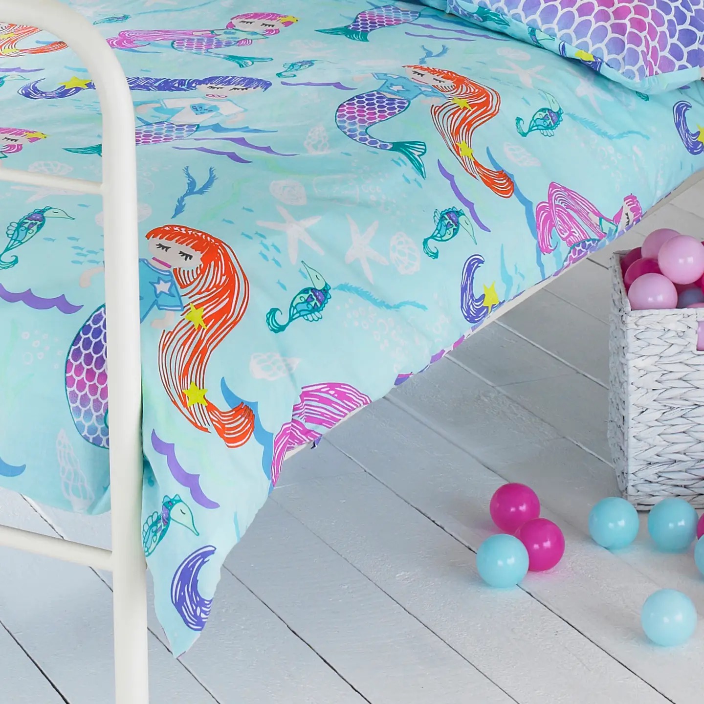 Mermaid Kids Duvet Cover Set Blue/Purple RRP 26 uk Toddler - Image 4