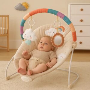 Jumini Baby Bouncer Chair with Vibration & Music - Safety Tested For 0m+