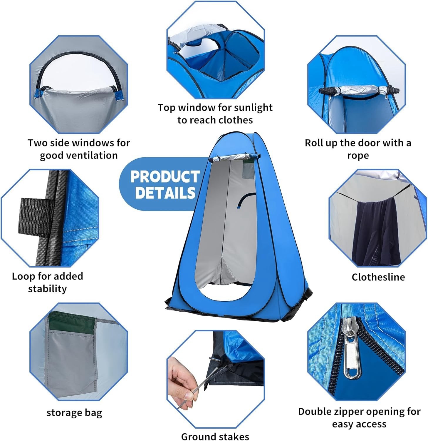 Portable Privacy Tent 185cmx120cm Colours Vary - Image 3