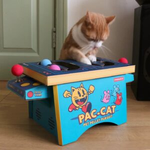 Cat Toy Arcade - Cardboard Pacman Inspired Arcade Machine